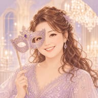 紫の手持ち仮面