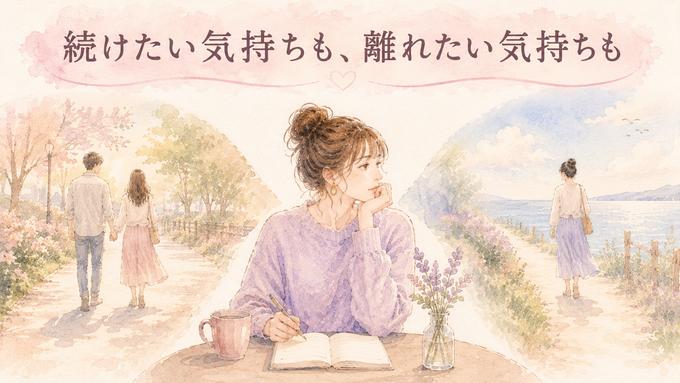 彼氏との関係を続けるか離れるか静かに考える女性