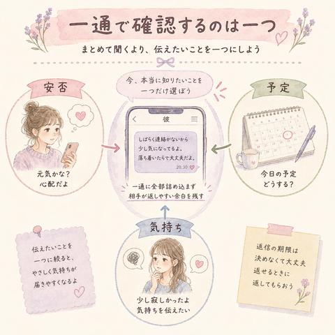 追いLINEで確認する要件を一つに絞る図解