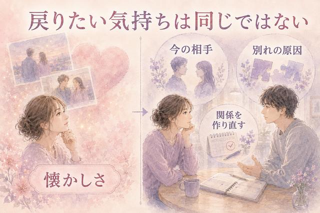 懐かしさから戻りたい気持ちと関係を作り直したい気持ちの比較図