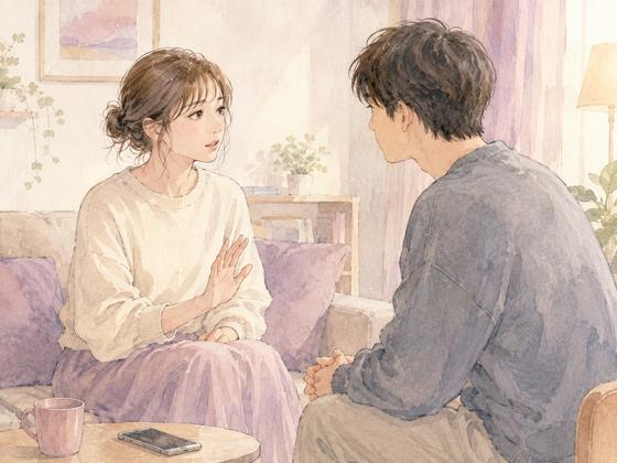 喧嘩のあと少し離れることと後で話すことを伝えるカップル