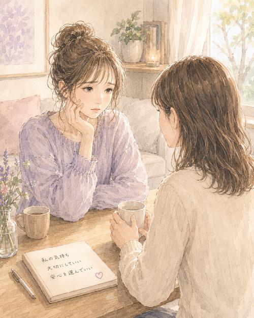 怖さを感じる関係から距離を取り信頼できる人へ相談する女性