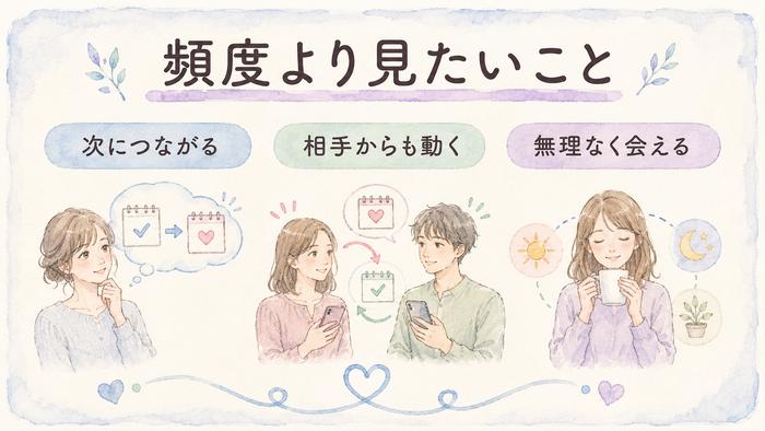付き合う前のデート頻度を間隔だけでなく次の約束や相互性から考える図