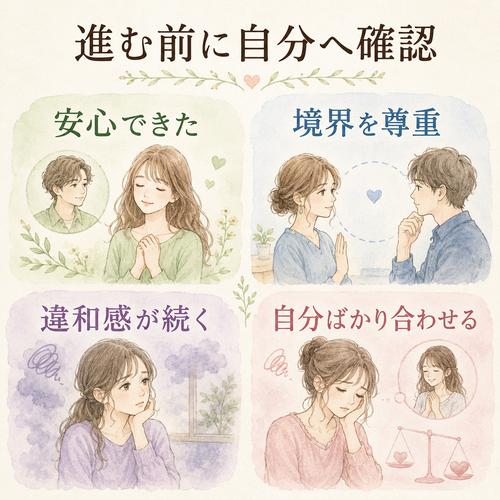 次のデートや告白へ進む前に安心と違和感を確認する比較図