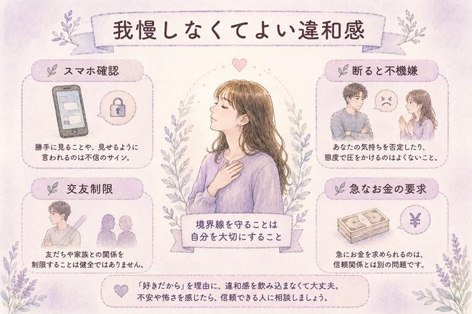 恋人との関係で我慢しなくてよい違和感を整理した図