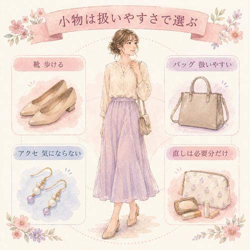 初デートの靴やバッグなど小物の選び方をまとめた図解