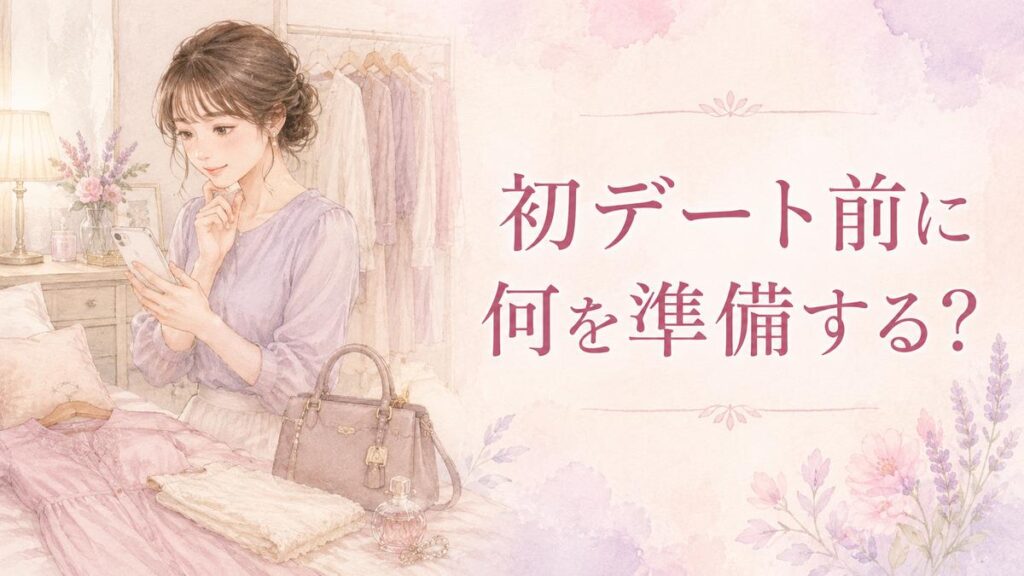 初デート前に服やバッグを準備しながら少し緊張している女性