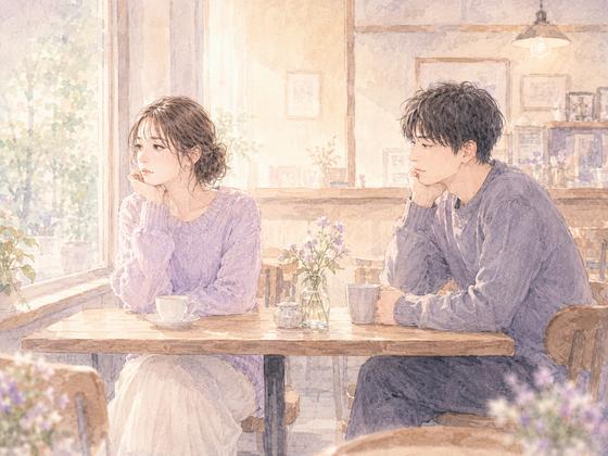 いつものカフェで会話が少なくなったカップル
