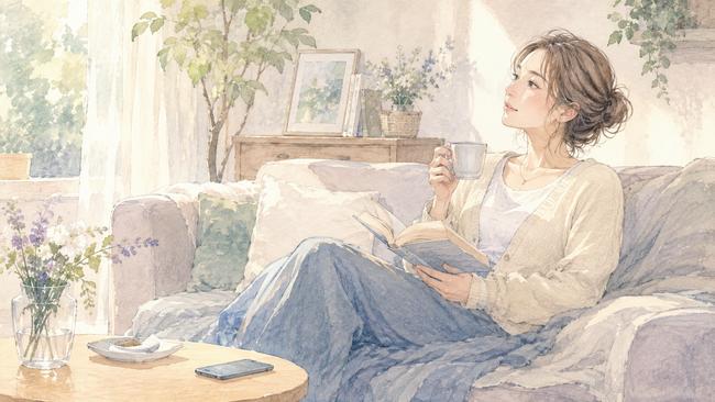 予定を詰めず自宅でゆっくり過ごす女性