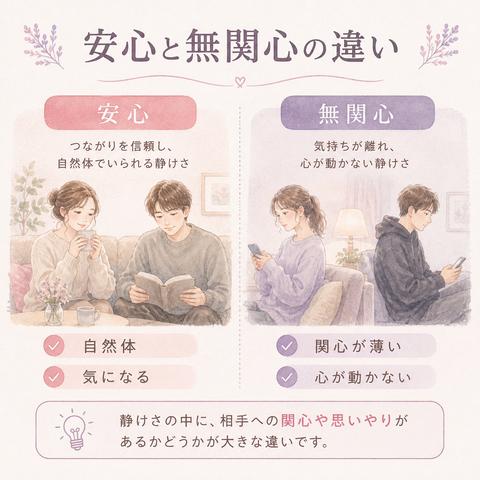 安心と無関心の違いを比較した図