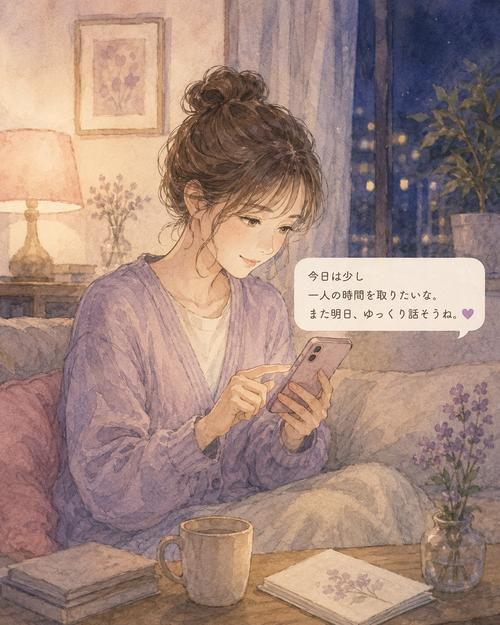 少し一人で休みたいと恋人へメッセージを送る女性