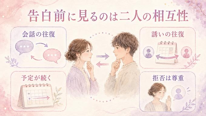 告白前に確認したい会話や誘いの相互性を整理した図
