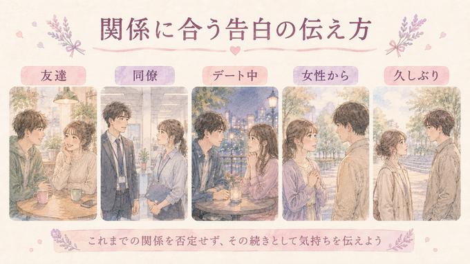 関係性別の告白の仕方を整理した図