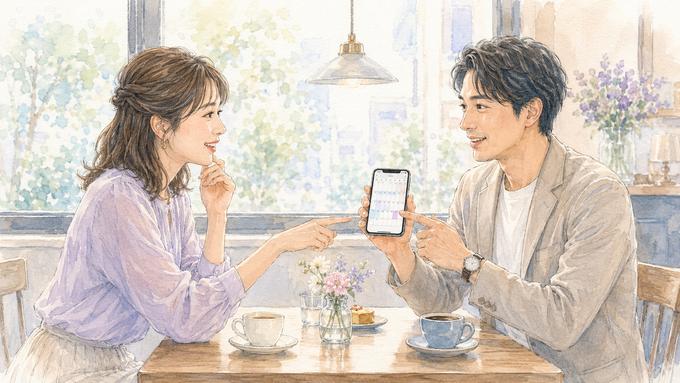 次のデートを二人で相談しながら予定を決める男女