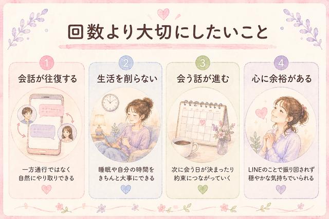 付き合う前のLINEで大切にしたい四つのポイントをまとめた図