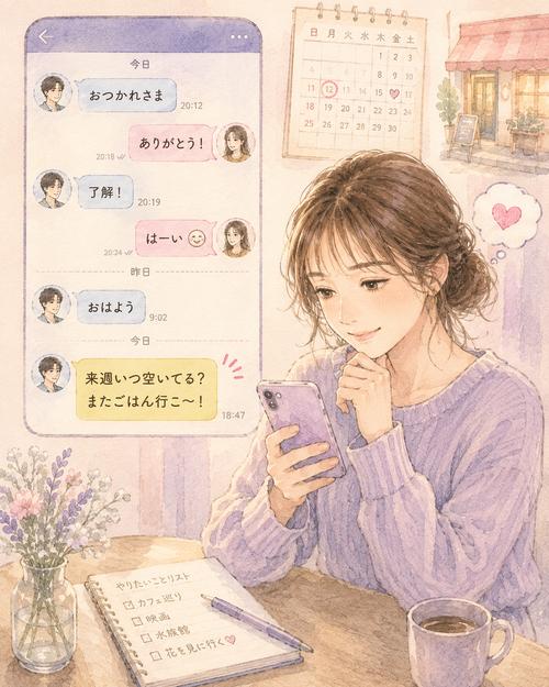 短いLINEながら相手から次に会える日を提案される女性の場面