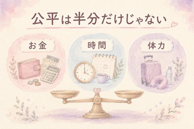 遠距離恋愛の負担をお金・時間・体力の三つで考える図