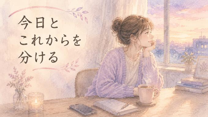 夜明け前の部屋でスマホから離れ落ち着きを取り戻す女性
