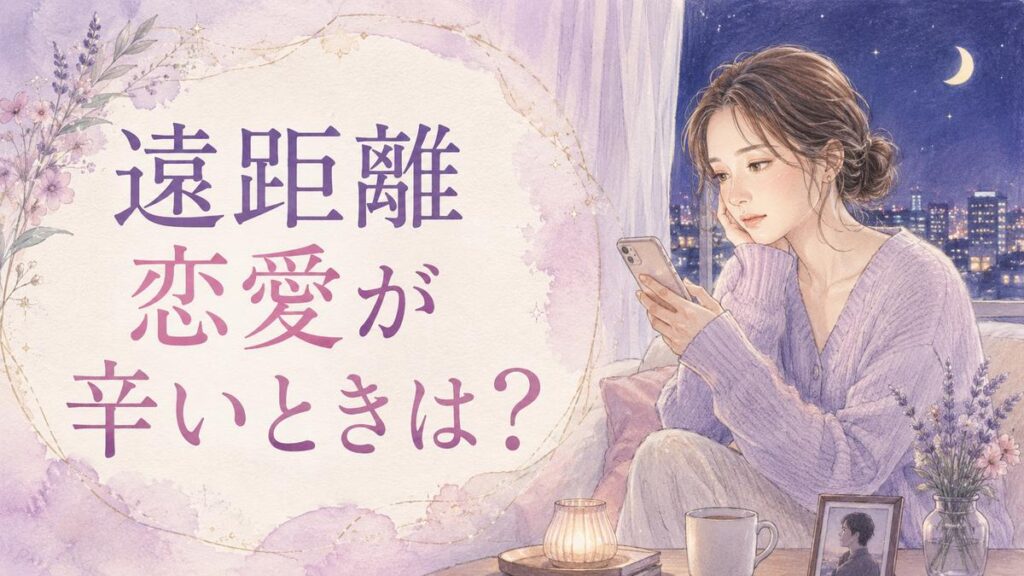 夜の部屋でスマホを見ながら遠距離恋愛の寂しさを感じる女性