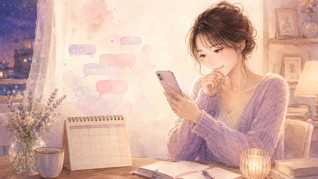 毎日届くLINEをうれしく感じながらも関係が進まないことを考える女性