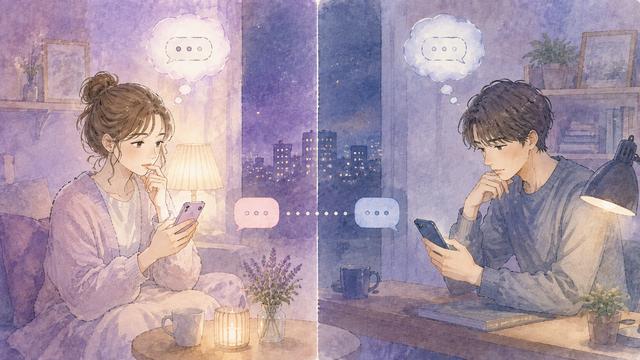 互いにLINEを見ながら誘うきっかけを待っている二人