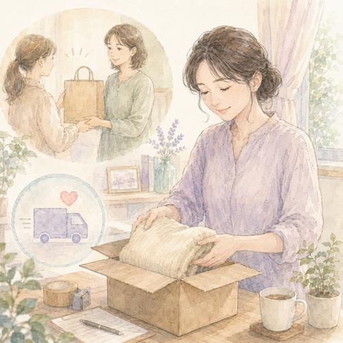 荷物の受け渡しを配送や第三者に任せて安心する女性