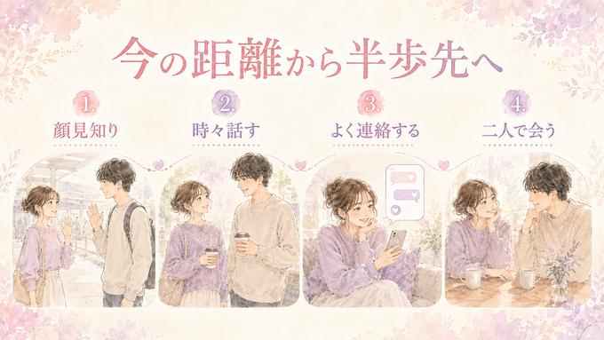 好きな人との現在地を4段階で整理した関係ステップ図