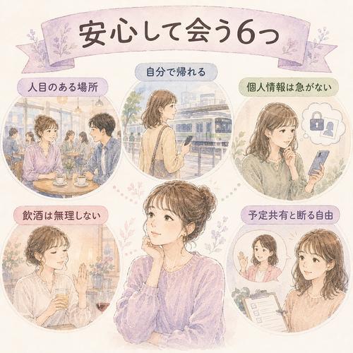 初対面で安心して会うためのポイントを整理した図