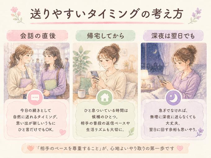 好きな人へLINEを送る三つのタイミングを整理した図解