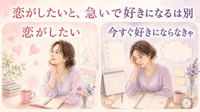 恋がしたい気持ちと今すぐ好きにならなきゃという焦りの違いを比較した図