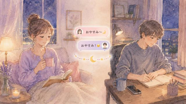 おやすみのLINEを終えたあと、それぞれ自分の時間を過ごす男女