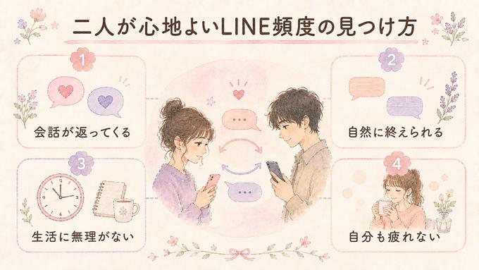 好きな人との心地よいLINE頻度を考える四つの基準をまとめた図