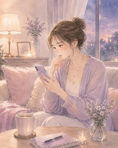 関係について伝えるLINEの文章を落ち着いて考える女性