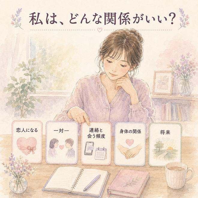 曖昧な関係で自分の望みを整理するカード型の解説画像
