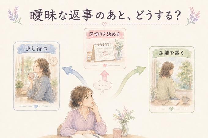 曖昧な返事のあとに待つ、区切りを決める、距離を置く選択肢を示す分岐図