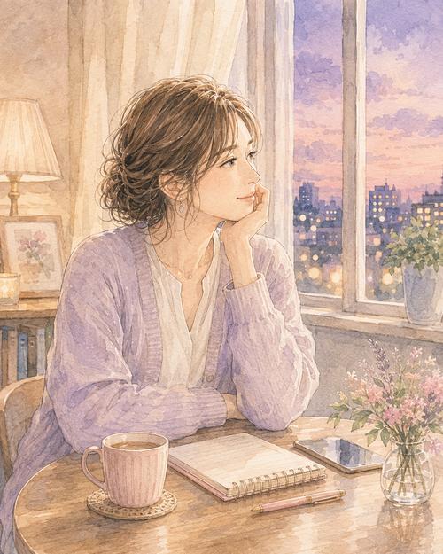 自分が安心できる関係を考え、穏やかな表情を取り戻す女性のイラスト