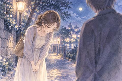 見知らぬ人に戸惑いながら謝る女性