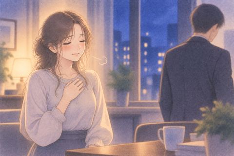 謝ったあと胸をなで下ろす女性