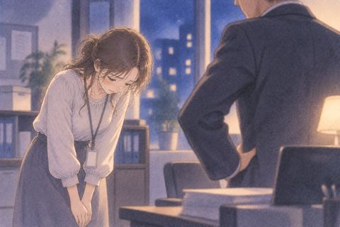 相手を怖がりながら謝る女性