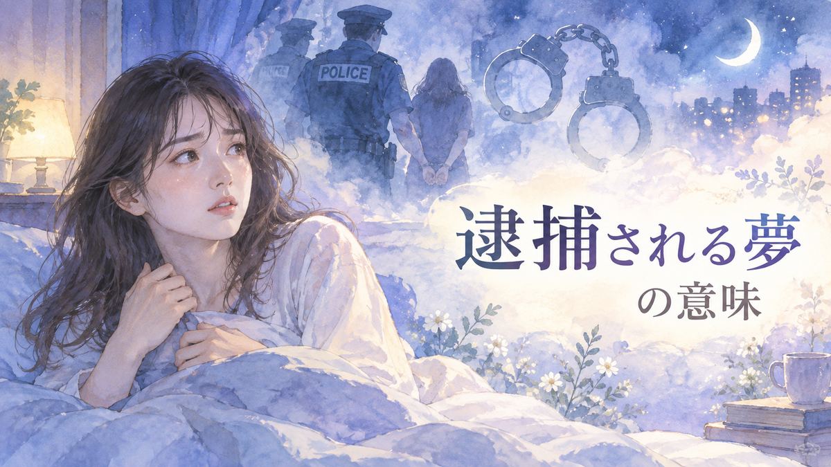 夜に目覚めた女性と夢の中の警察官や手錠の影