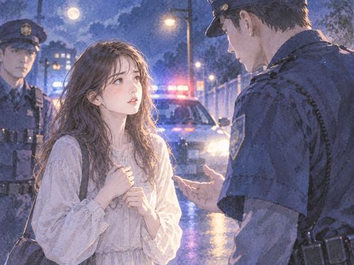 夜道で警察官と向き合う人物の夢