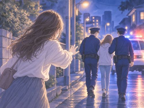 警察官に連れられる友達を追う人物の夢