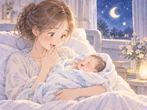 穏やかな表情で赤ちゃんを迎える女性