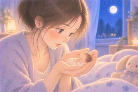 手のひらほど小さな赤ちゃんを慎重に見守る女性