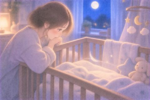 空になったベビーベッドを悲しそうに見つめる女性の夢