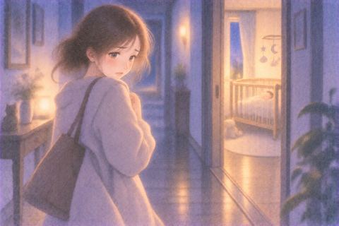 離れた場所からベビーベッドを振り返る女性の夢