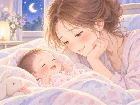可愛い女の赤ちゃんを愛おしそうに見つめる女性