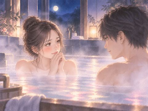 湯気越しに好きな人と穏やかに視線を交わす女性