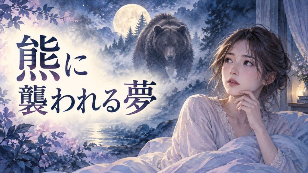 月明かりの夜に大きな熊の夢を思い返す大人の女性