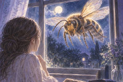 普通より大きな蜂が窓辺に浮かぶ夢
